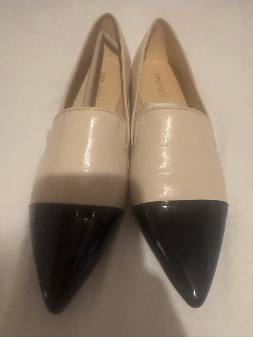 NEW Nine West NWTrainer Leather Cap Toe Loafers Ivory Black Size 9 NEW